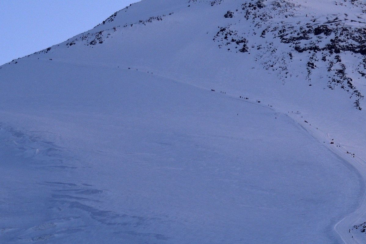 09D Many Climbers On The Traverse Below Sunrise On Mount Elbrus East Summit From Garabashi Camp On Mount Elbrus Climb